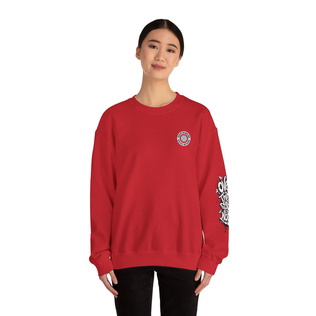 Crewneck Sweatshirt — "Overthinking Solves Nothing" Graphic Pullover